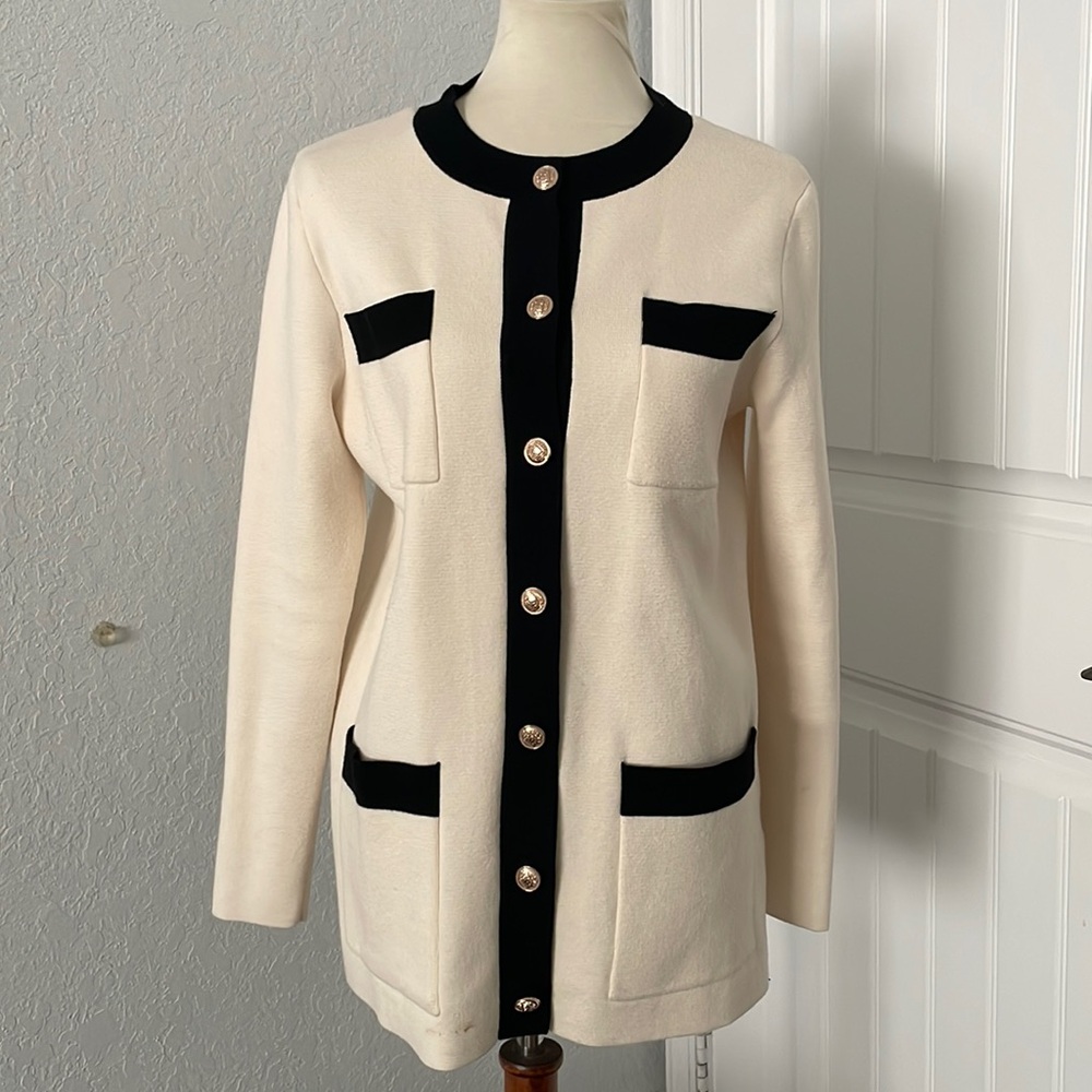 Black and cream long cardigan size M